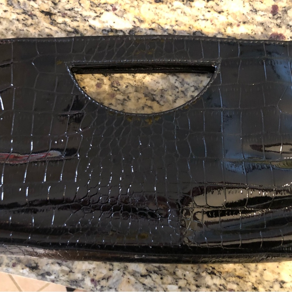 Giannini Black Crocodile Embossed Clutch